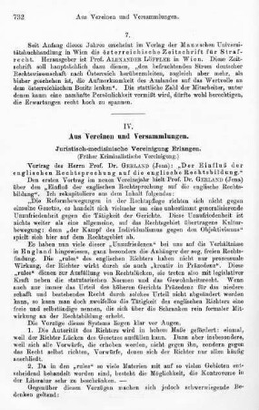 732-735, IV. Aus Vereinen und Versammlungen