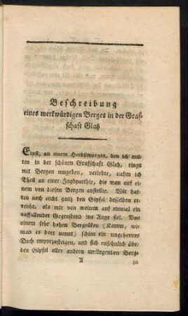 Beschreibung eines merkwürdigen Berges in der Grafschaft Glatz