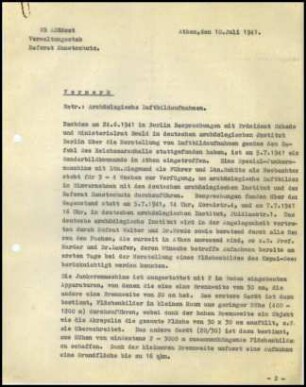 Vermerk; Betr. archäologische Luftbildaufnahmen