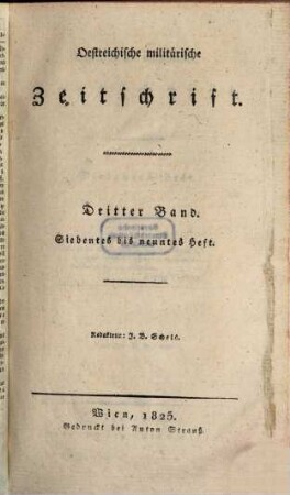 Oestreichische militärische Zeitschrift. 1825,3, 1825, 3