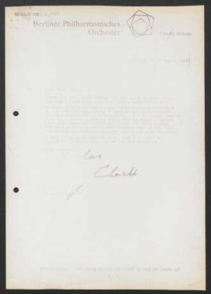 Brief an Anne-Sofie von Otter, 17.08.1993