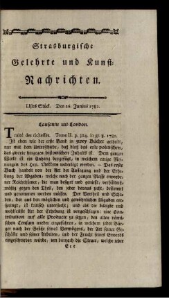 LIstes Stück. Den 26. Junius 1782.
