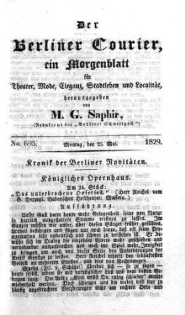 No. 695., Montag, den 25. Mai 1829