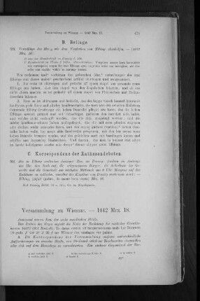 Versammlung zu Wismar. - 1442 Mrz. 18.
