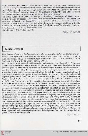 29: [Rezension von: Karin Goethert-Polaschek: Katalog der römischen Lampen des Rheinischen Landesmuseums Trier (Trierer Grabungen und Forschungen Bd. XV)]
