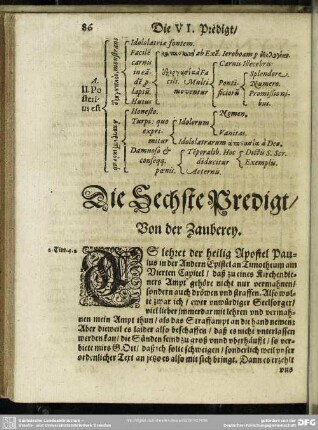 Die Sechste Predigt, Von der Zauberey : Sechste Predigt, Von der Zauberey