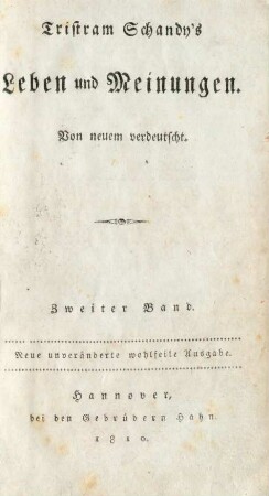 Bd. 2: Tristram Schandyś Leben und Meinungen