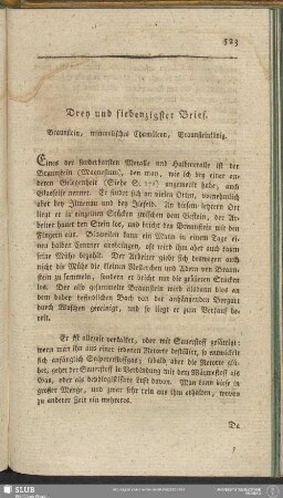 Drey und siebenzigster Brief. Braunstein, mineralisches Chamäleon, Braunsteinkönig