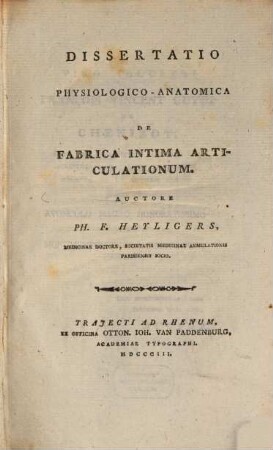 Diss. physiol.-anat. de fabrica intima articulationum