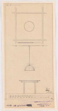 Werkbund-Ausstellung, Stuttgart-Weißenhof Einfamilienhaus Typ C 7: Esszimmer, Glaskuppellampe, Tisch 1:20