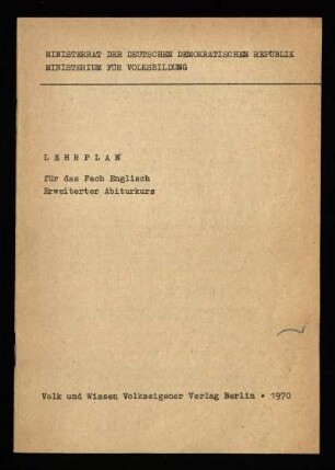 1970: Erweiterter Abiturkurs
