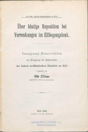Über blutige Reposition bei Verrenkungen im Ellbogengelenk