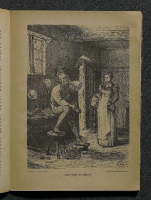 Hans Sachs als Schuster. Gezeichnet von Grot Johann. Holzschnitt von Brend'amour.