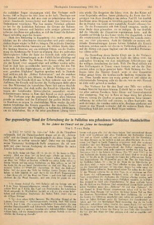 143-148 Der gegenwärtige Stand der in Palästina neu gefundenen hebräischen Handschriften
