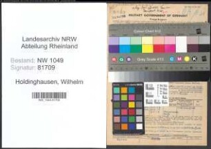 Entnazifizierung Wilhelm Holdinghausen , geb. 22.02.1897 (Spediteur)