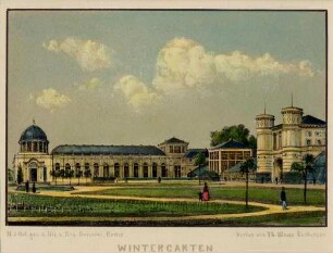 Ansichten Karlsruher Gebäude, Bauwerke und Denkmäler. "Wintergarten". Botanischer Garten