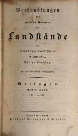 Verhandlungen der Zweiten Kammer der Landstände des Großherzogthums Hessen. Protokolle. 1847/48,4,[a] = 11. Landtag (1848)