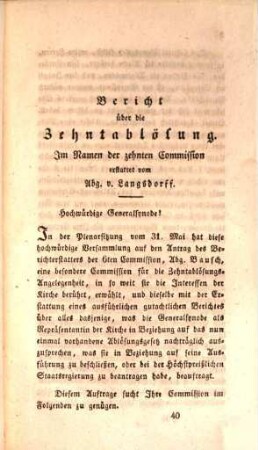 Die evangelisch-protestantische General-Synode des Großherzogthums Baden im Jahr 1834. 7 : enthält Bericht der Agenden - Commission, erstattet von dem Abgeordneten Dreuttel ...