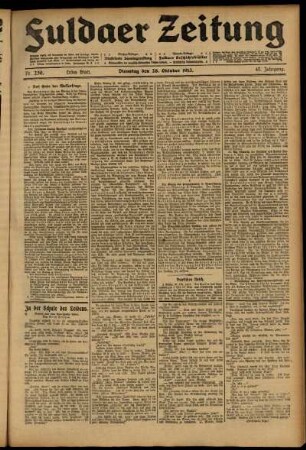 Erste Ausgabe vom Dienstag, den 28. Oktober 1913.