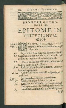 Dionysii Gothofredi IC. Epitome Institutionum.