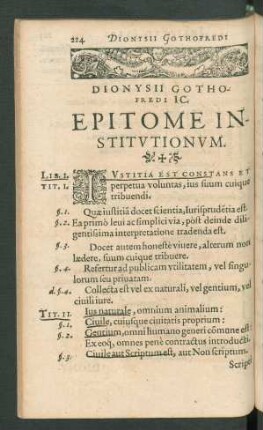 Dionysii Gothofredi IC. Epitome Institutionum.