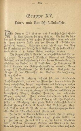 Gruppe XV. Leder- und Kautschuk-Industrie