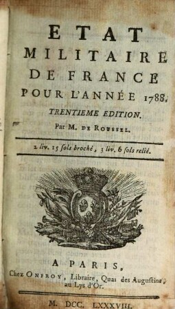 Etat militaire de France. 30, 30. 1788