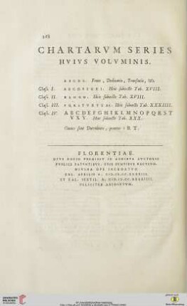 Chartarum series huius voluminis