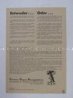 Propagandaflugblatt einer christlichen Friedensinitiative