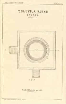 Plate F. Toluvila ruins. Dágaba. Plan.