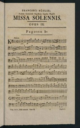 1-6, Missa Solennis. Opus IX. Fagotto I.