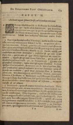 Caput II. An liceat negare fidem Christi, ad vitandam mortem?
