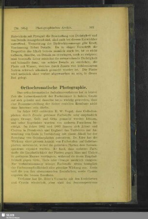 Orthochromatische Photographie