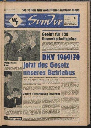 Betriebszeitung 'WF-Sender', Nr.5/1969 (31. Januar 1969)