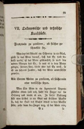 VII. Oekonomische und technische Kunststücke.