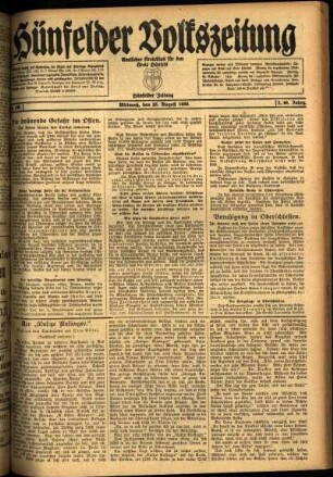 Ausgabe vom Mittwoch, den 25. August 1920.