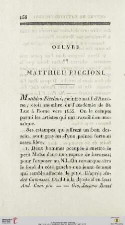 Oeuvre de Matthieu Piccioni
