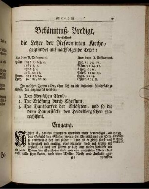 Bekänntniß-Predigt, vorstellend die Lehre der Reformirten Kirche...