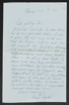 Brief von Oskar Loerke an Margarete Hauptmann
