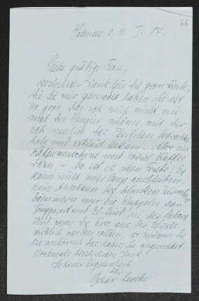 Brief von Oskar Loerke an Margarete Hauptmann