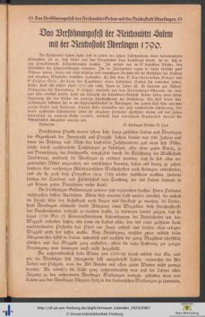 Das Versöhnungsfest der Reichsabtei Salem mit der Reichsstadt Überlingen 1790.
