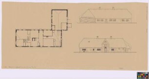 Keitum, Sylt ([Landkreis Süd-Tondern]): Museumshaus. Haupthaus (zwei Ansichten, Grundriss)