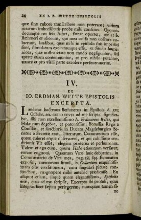IV. Ex Io. Erdman. Witte Epistolis Excerpta.