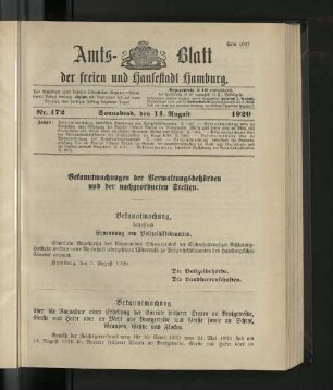 No. 172, 14. August 1920