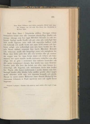 116. [Sten Sture förlånar Mörkö socken till Nils Sture, dat. Stockholm d. 26 Juni 1494.]