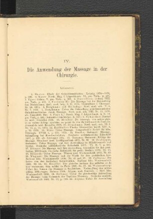 IV. Die Anwendung der Massage in der Chirurgie.