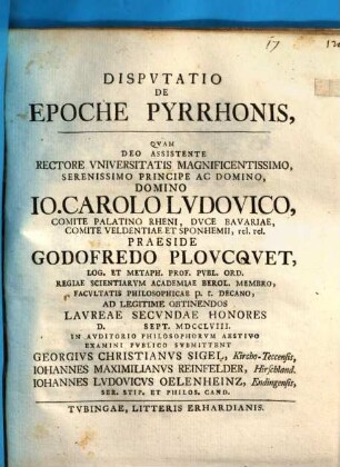 Disputatio de epoche Pyrrhonis