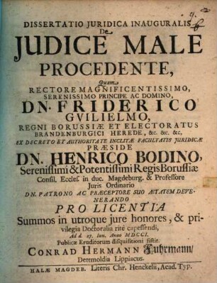 Diss. iur. inaug. de iudice male procedente