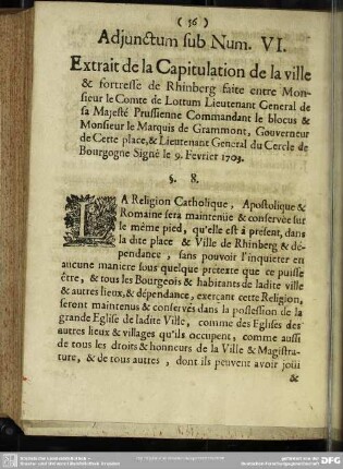 Adjunctum sub Num. VI.