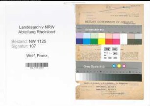 Entnazifizierung Franz Wolf , geb. 04.10.1919 (Verwaltungsangestellter)